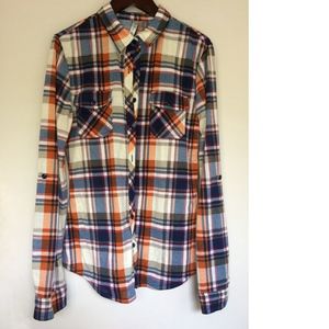 R N B Plaid Flannel Button Down S